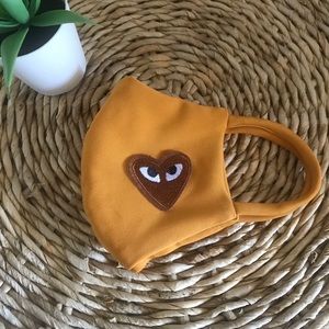 Face Mask w/ Embroidered Patch in Mustard